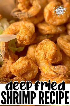 deep fried shrimp recipe with text overlay