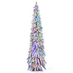 a multicolored christmas tree on a white background