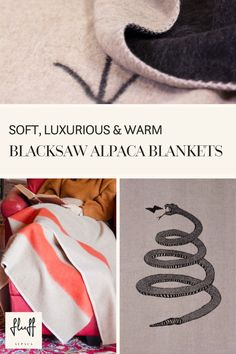 soft, luxurious and warm blankets with black / white alpaca blankets on them