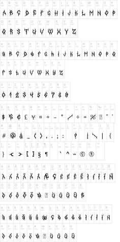 some type of font that is very large and has many different symbols on the letters