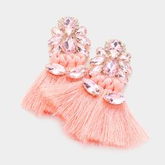 Peach Teardrop and Marquise Stone Fringe Fun Fashion Earrings | Runway Earrings Affordable Statement Pink Beaded Earrings, Runway Earrings, Fun Fashion, Fringe Earrings, Fashion Earrings, Cool Style, On Sale, Size 2, Stone