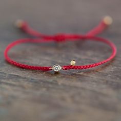 Braided Diamond Friendship Bracelet -Red String - Vivien Frank Designs Diamond Friendship Bracelet, Diamond Bezel Bracelet, Affordable Fine Jewelry, Braided Bracelet Diy, Bezel Bracelet, Red String Bracelet, Red String, Gold Bead Necklace, Gold Bead Bracelets