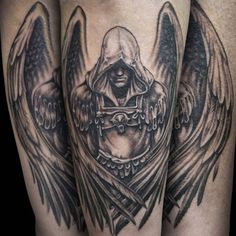 Dark Warrior Guardian Angel Tattoo Ideas - Best Angel Tattoos: Cool Angel Tattoo Designs and Ideas For Men - Guardian Angels, Warrior Angels, Praying #tattoos #tattoosforguys #tattoosformen #tattooideas #tattoodesigns Small Guardian Angel Tattoos, Guardian Tattoo, Tattoo Bicep, Beautiful Angel Tattoos