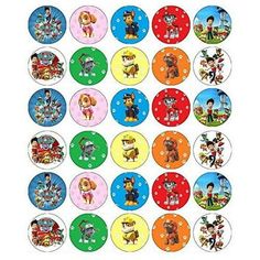 the paw patrol stickers are arranged on top of each other, with different characters