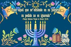 a hanukkah menorah with the words, and symbols in spanish