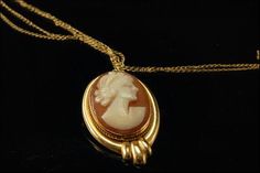 "This is a very beautiful, vintage and unique MILOR ITALIAN CAMEO 14K GOLD pendant necklace brooch (weight 2.8g). The necklace has pendant with Lady cameo, 14K gold (bottom has (MILOR) and 14K yellow gold chain (bottom has 14K). It measures 1\" x 1/2\" pendant and 17 1/4\" long chain. The necklace has a very unique and elegant feel to it and is in very good condition. 0.7  MR" Filigree Ring Gold, Yellow Quartz, Italian Women, Heart Dangle Earrings, Cameo Pendant, Yellow Gold Bracelet, Lovely Necklace, Yellow Gold Chain, Gold Tone Necklace