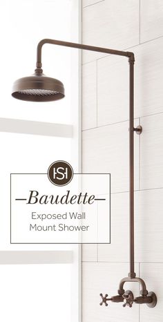 an exposed wall mount shower head and hand shower faucet with the words banutete exposed wall mount shower head