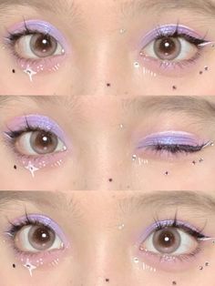 makeup rosita y morado !! Korean Eye Makeup, Purple Makeup, Eye Makeup Designs, Fancy Makeup, Creative Eye Makeup