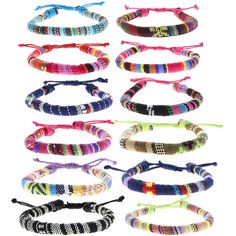 six bracelets with different colors and designs