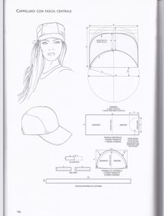 a drawing of a woman's baseball cap and visor, with measurements for the visor