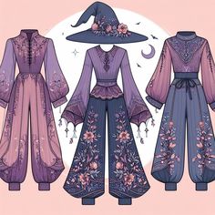 Designs for Elemental Witches Moon Witch Outfit, Armer Design, Witch Outfit Drawing, Witch Clothing Aesthetic, Fae Outfit, Doctor Character, Hearth Witch, Witch Outfits, Magical Clothes