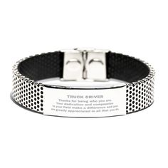 Truck Driver Silver Shark Mesh Stainless Steel Engraved Bracelet - Thanks for being who you are - Birthday Christmas Jewelry Gifts Coworkers Colleague Boss - Mallard Moon Gift Shop Gifts Coworkers, Love Encouragement, Silver Shark, Bracelet Inspiration, Bracelet Christmas, Birthday Bracelet, Moon Gifts, Christmas Bracelet, Mesh Bracelet