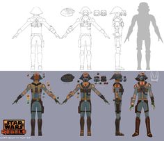 the concept art for star wars character designs