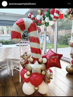 some balloons and decorations on a wooden floor