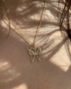 With brave wings, she flies. Give her the gift of wings with this beautiful butterfly necklace.DETAILS- 14k yellow gold butterfly - Both pendant and chain are 14k gold- Approximately 13/16" wide x 1" tall (including bail) VARIATIONSIf you require any variation of this style (a different style chain, longer chain, etc.) feel free to message us. We will do our best to accommodate you. Additional costs may apply depending on the variation.POLICYWe do accept returns on this item minus a $25 restocki With Brave Wings She Flies, Gold Butterfly Necklace, Brave Wings, Butterfly Necklace Gold, Butterfly Pendant Necklace, Gold Butterfly, Butterfly Necklace, Butterfly Pendant, Ear Jewelry