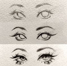 three different types of eyes with long lashes