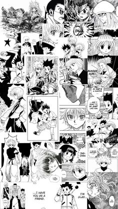 an image of some anime characters in black and white