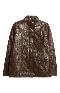 The Copenhagen-based design duo continues to draw inspiration from classic '90s silhouettes with this richly croc-embossed leather jacket boasting a boxy fit. 27" length (size Medium) Front zip closure with snap placket Stand collar Front zip pocket; side-seam pockets Lined Leather Made in Turkey Designer Clothing Saks Potts, Acid Wash Jeans, Low Rise Jeans, Washed Jeans, Acid Wash, Embossed Leather, Stand Collar, Copenhagen, Low Rise