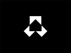 an arrow is shown in the middle of a black and white square with two smaller arrows