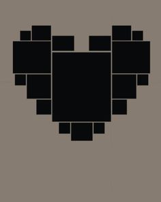 a black and white heart shape with squares