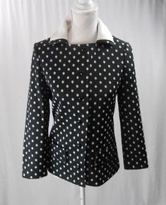 Vintage 1960's Polka Dot Blazer Top by Kimberly - Etsy Retro Fitted Blazer With Snap Buttons, Fitted Retro Blazer With Snap Buttons, Classic Fitted Polka Dot Tops, 1970s Blouse, 70s Blouse, Blazer Top, Polka Dot Blazer, Mary Tyler Moore, Vintage Style Dresses