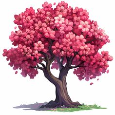 a pink tree with lots of flowers on it