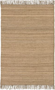 an area rug with fringes on the bottom and one side in brown color,