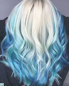 Blue Hair Ideas, Hair Color Blue, Ombre Hair Color, Hair Dye Colors, Cool Hair Color, Dream Hair, Blonde Color