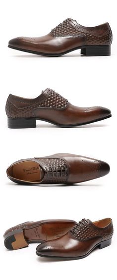 With the Glossy Dress Shoes, you always put the best foot forward. Made from high-quality leather material, these lace-up shoes have a soft footbed for comfort, textured upper for added style, and low block heel for a bit of lift. We are loving this style! Durable design Closure: Lace-up Comfortable to wear Material: Leather, rubber Follow our shoes blog for the latest in luxury footwear trends, style tips, and exclusive updates. Stay inspired and find your perfect pair with us. Subscribe now an Glossy Dress, Best Sandals For Men, Mens Black Dress Shoes, Dark Brown Shoes, Men's Wedding Shoes, Formal Men, Men Dress Shoes, Branded Shoes, Gentleman Shoes