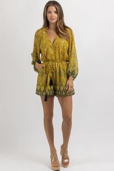 Bohemian Printed V-neck Jumpsuits And Rompers, Bohemian Long Sleeve Jumpsuits And Rompers For Vacation, Printed Long Sleeve Jumpsuit And Romper For Vacation, Printed Long Sleeve Jumpsuits And Rompers For Vacation, Long Sleeve Printed Jumpsuits And Rompers For Beach, Long Sleeve Printed Jumpsuits For Beach, Bohemian Printed Jumpsuits And Rompers With V-neck, Long Sleeve Printed Jumpsuits For The Beach, Bohemian V-neck Printed Jumpsuits And Rompers