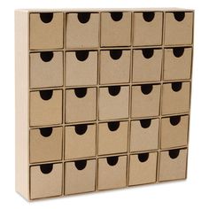 several cardboard boxes stacked on top of each other with holes in the bottom one side