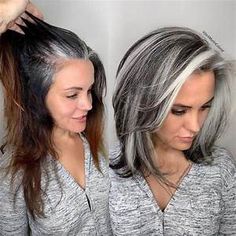 Hair Color Ideas For 2023, Silver Hair Color Ideas, Dark Grey Hair, Trendy We Fryzurach, Grey Hair Transformation, Hair Highlights And Lowlights, Silver Hair Color