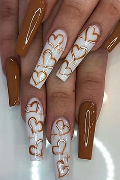 Best Fall Nails, Fall Nails Design, Fall Acrylic, Brown Acrylic Nails, Nail Care Products, Brown Nails Design, Long Nail Art, Nails Brown, Acrylic Toe Nails