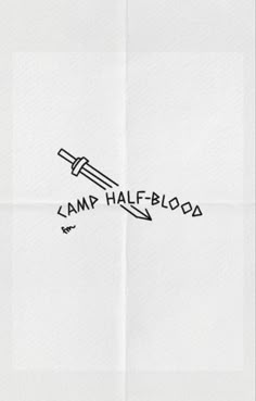 the logo for camp half - blood is drawn on a piece of white paper with black ink