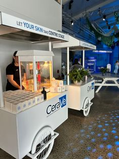 an ice cream cart is on display at the cerave booth