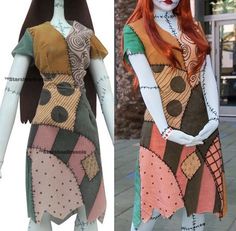 a woman with red hair wearing a dress made out of fabric