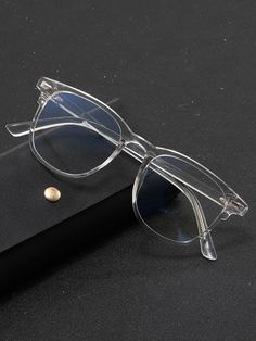 Clear  Collar     Embellished   Men Accessories Glasses Frames Trendy Men, Man Glasses Style, Glass Frames For Men Style, Men’s Glasses Frames, Mens Clear Frame Glasses, Men Glasses Style, Clear Glasses Men