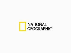 the national geographic logo is shown in black and yellow on a white background