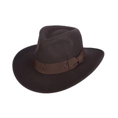 Indiana Jones Wool Felt Fedora- Katanga – Tenth Street Hats Solid Brimmed Fedora For Outdoor, Outdoor Fedora Hat In Felt, Fitted Winter Travel Hat, Western Fedora With Curved Brim For Travel, Wide Brim Fedora For Kentucky Derby, Fitted Fedora Hat For Outdoor, Fedora Felt Hat For Kentucky Derby, Brimmed Felt Hat For Travel, Winter Fedora Hat Bands For Travel