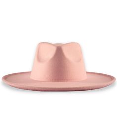 Women's rose pink large brim fedora hat. Classic Spring Fedora With Flat Crown, Trendy Adjustable Flat Crown Hat, Trendy Adjustable Fedora With Flat Crown, Fitted Felt Hat With Flat Crown For Spring, Adjustable Solid Flat Crown Felt Hat, Adjustable Solid Felt Hat With Flat Crown, Adjustable Solid Color Felt Hat With Flat Crown, Adjustable Solid Top Hat With Short Brim, Adjustable Solid Felt Hat With Flat Brim