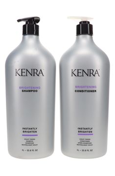 What it is: A brightening shampoo and conditioner set designed for all hair types.Set includes:- Brightening Shampoo (33.8 oz.): a violet-toning shampoo and conditioner that maintains radiant color while providing increased manageability and intense shine for healthy-looking hair- Brightening Conditioner (33.8 oz.): a violet toning conditioner that helps eliminate brassy tones, brighten hair, prevent oil buildup and increase manageability for simple daily color maintenance. $57 value Made in the Hair Brightening, Brighten Hair, Shampoo And Conditioner Set, Toning Shampoo, Clarifying Shampoo, Dull Hair, Hair Restoration, Color Treated Hair