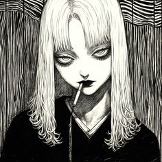 Junji Ito Aesthetic, Gothic Girl Art, Drawings Inspo, Manga Aesthetic, Iphone Theme, Japanese Horror, Emo Art, Grunge Art, Junji Ito