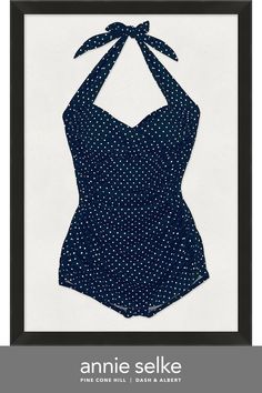 Home Decor - Art - Home & Garden - Decor - Vintage Deauville-style one-piece swimsuits in navy and white set the scene for coastal style with a splash of glamor. Giclee photographic prints add graphic interest and a whimsical humor. Hang singly or group the series for maximum impact. We apologize, this item is excluded from promotional discounts. Please see our exclusions policy for more information. Blue Graphic Print Swimwear For Poolside, Blue Graphic Print Beachwear Swimwear, Blue Graphic Print Swimwear, Chic Navy Swimwear For Summer, Swim Art, Florida Decorating, Lake Ideas, Swimming Suits, Vintage Swim