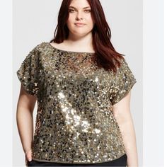 Brand New Top- No Damage Or Flaws. Plus Size Sequin Top, Plus Size New Years Eve Outfits, Glitz And Glam Outfit, Sequins Top, Stylish Tops For Women, Fiesta Outfit, Fancy Sarees Party Wear, Neck Designs For Suits, Glam Outfit