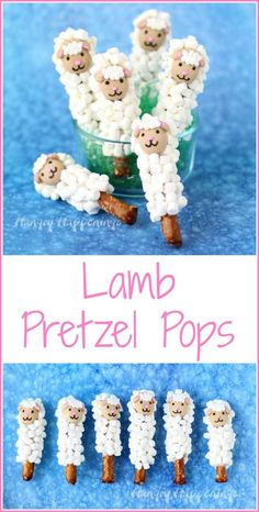 lamb pretzel pops are made with marshmallows to make them look like sheep