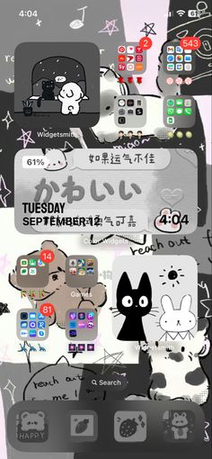 an image of the back side of a cell phone with various stickers on it