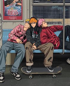 two young men sitting on a bus with their backs to each other