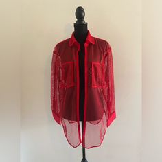 Nwt Open Front Mesh Shirt In Raspberry From Anthropologie. Please Ask Any Questions Before Purchasing! Mesh Shirt, Front Open, Mesh Top, Lady In Red, Anthropologie, Raspberry, Mesh, Womens Tops, Women Shopping