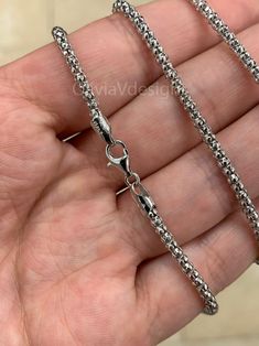 "Popcorn Coreana Chain Necklace - RHODIUM FINISH 3mm Material: 925 Solid Sterling Silver .925 Stamped Chain sterling silver Rhodium popcorn, coreana chain, woven chain 925 ITALY 16'' 18'' 20'' 22'' 24'' 30'' Real Sterling Silver 925 (Stamped 925, Italy) Lobster Clasp Brand New Average Weights: 16'' 6 Grams 18'' 6.5 Grams 20\" 7 Grams 22'' 7.5 Grams 24\" 8 Grams 30\" 10 Grams Free Shipping - Ships Within 24 Hours Free Velvet Gift Pouch Please See All My Other Listings! About OliviaVDesigns: Thank Silver Wheat Chain Necklace, Woven Chain, Gift Pouch, Rope Chain, Solid 925 Sterling Silver, Silver 925, Lobster Clasp, My Jewellery, Arrow Necklace