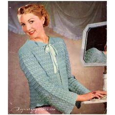 an old fashion knitting pattern for a woman's sweater